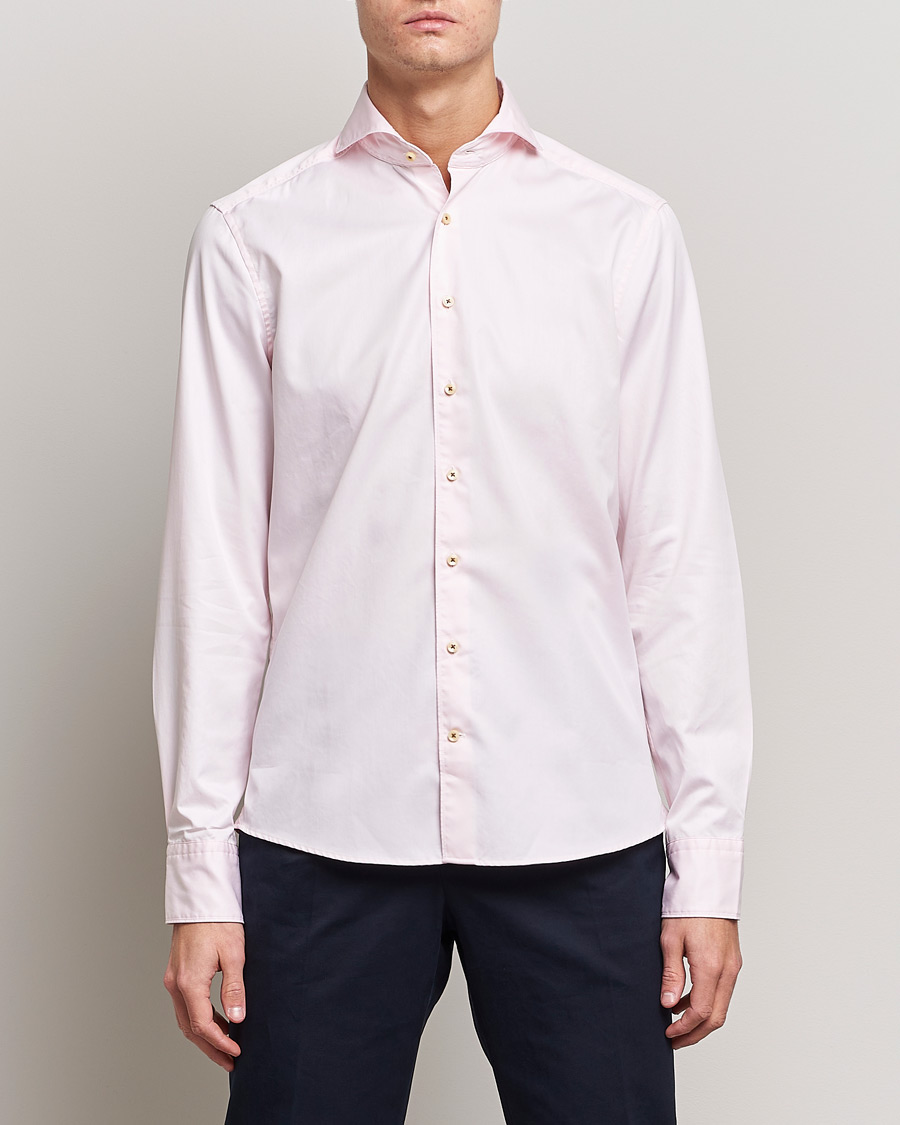 Herre | Casual | Stenströms | Slimline Washed Cotton Shirt Pink