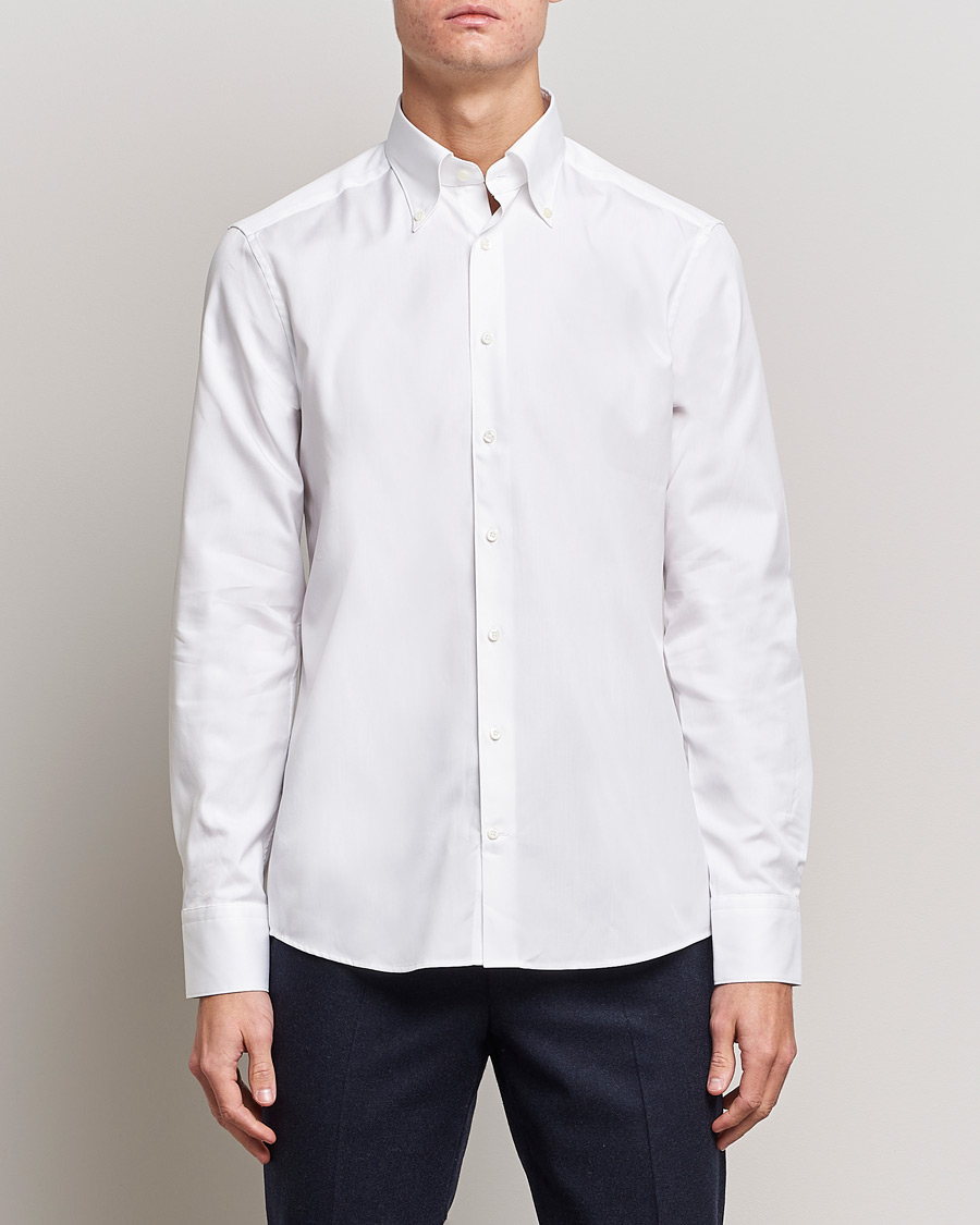 Herre |  | Stenströms | Slimline Pinpoint Oxford Button Down Shirt White