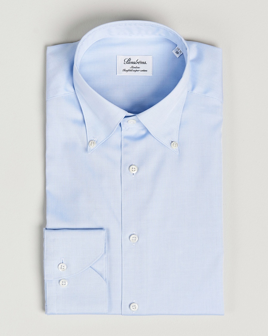 Herre | Skjorter | Stenströms | Slimline Pinpoint Oxford Button Down Shirt Light Blue
