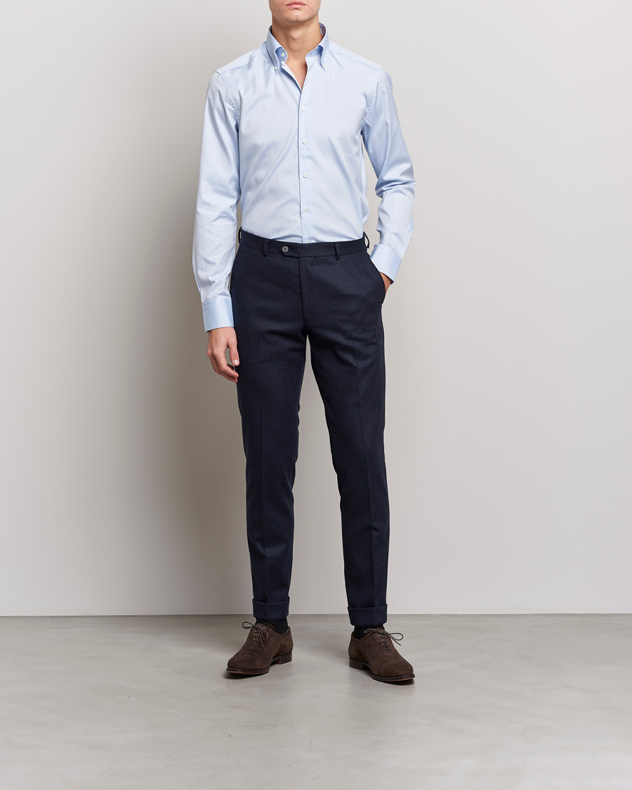 Herre | Businesskjorter | Stenströms | Slimline Pinpoint Oxford Button Down Shirt Light Blue