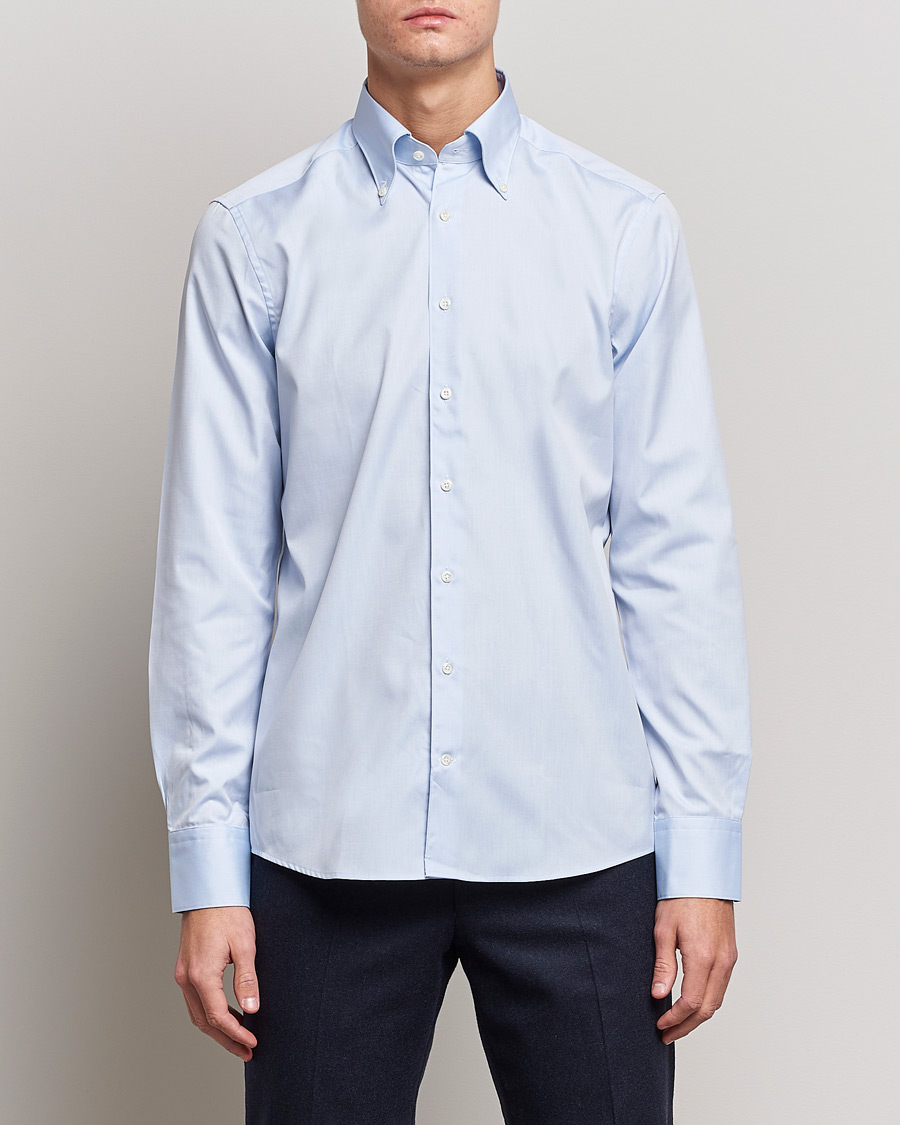 Herre |  | Stenströms | Slimline Pinpoint Oxford Button Down Shirt Light Blue