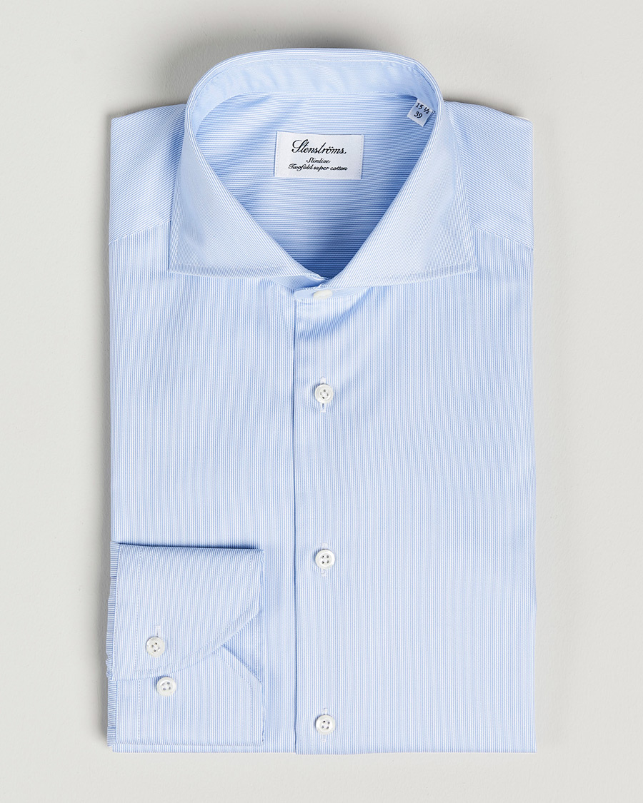 Herre | Skjorter | Stenströms | Slimline Micro Stripe Cut Away Shirt Blue
