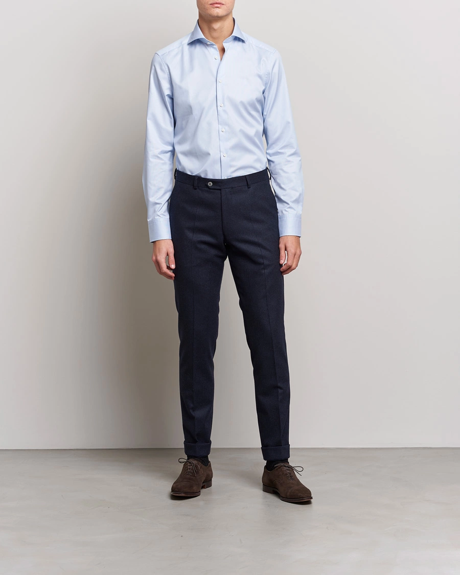 Herre | Stenströms | Stenströms | Slimline Micro Stripe Cut Away Shirt Blue