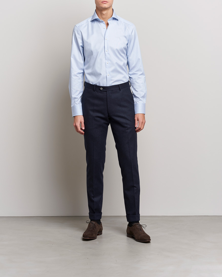 Herre | Skjorter | Stenströms | Slimline Micro Stripe Cut Away Shirt Blue