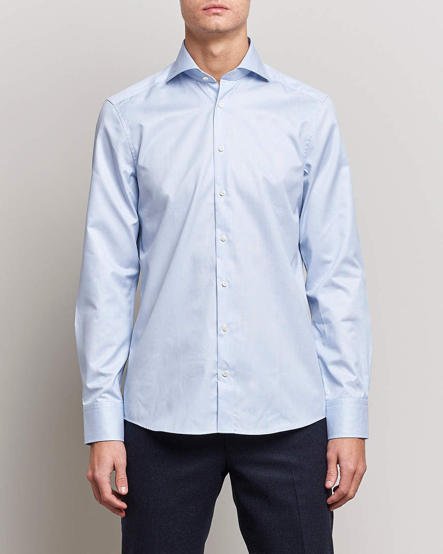 Herre | Skjorter | Stenströms | Slimline Micro Stripe Cut Away Shirt Blue