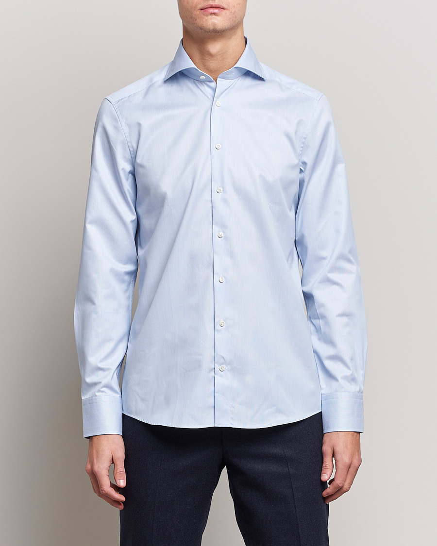 Herre |  | Stenströms | Slimline Micro Stripe Cut Away Shirt Blue