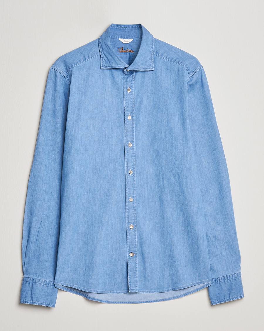 Herre | Skjorter | Stenströms | Slimline Garment Washed Shirt Light Denim