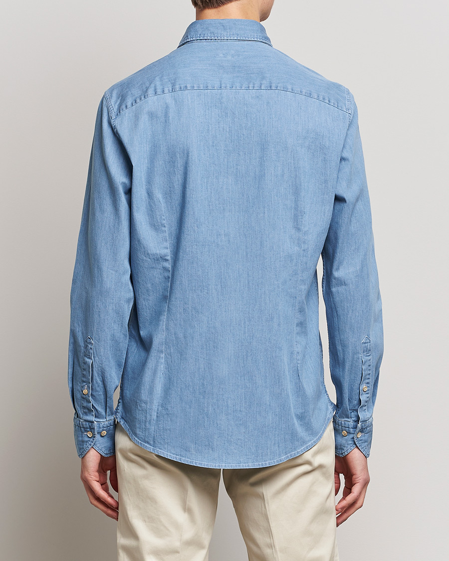 Herre | Skjorter | Stenströms | Slimline Garment Washed Shirt Light Denim