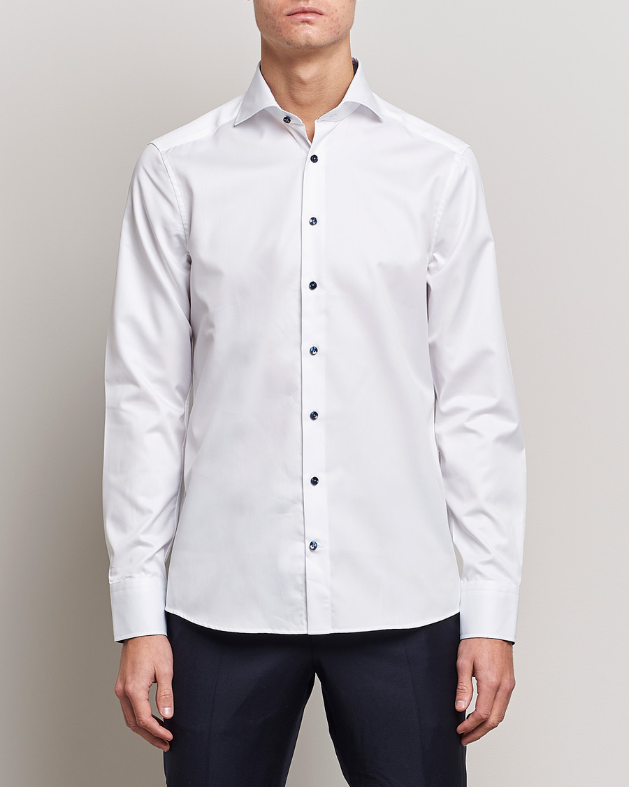 Herre |  | Stenströms | Slimline Micro Check Contrast Shirt White