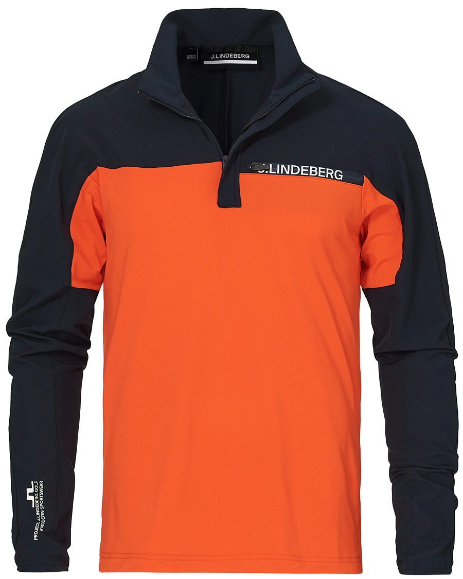 Herre | Trøjer | J.Lindeberg | Noah Mid Layer Jersey Half Zip Tangerine Tango