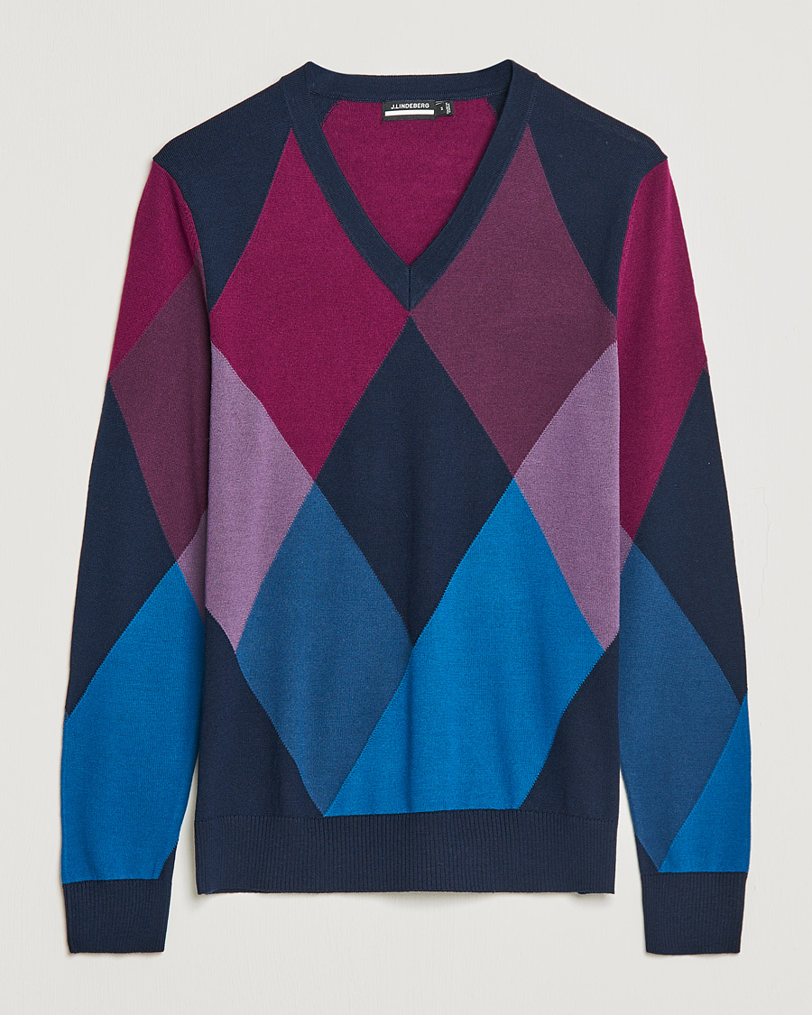 Herre | Trøjer | J.Lindeberg | Active Argyle Golf Sweater Navy