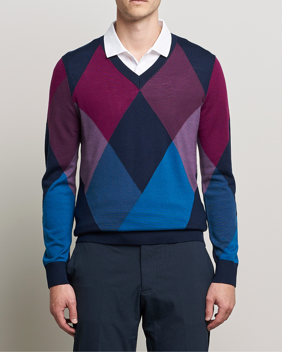 Herre | Trøjer | J.Lindeberg | Active Argyle Golf Sweater Navy