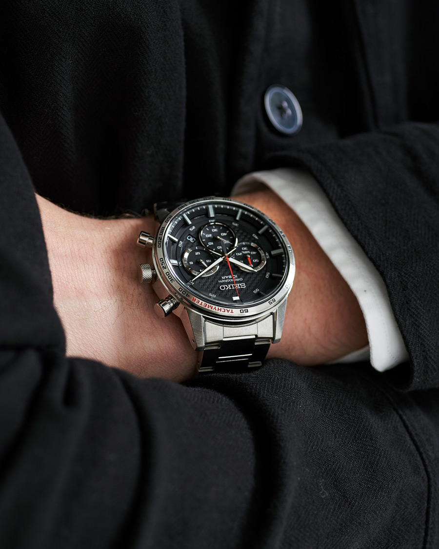 Herre | Seiko Chronograph XL 45mm Steel/Black Dial | Seiko | Chronograph XL 45mm Steel/Black Dial