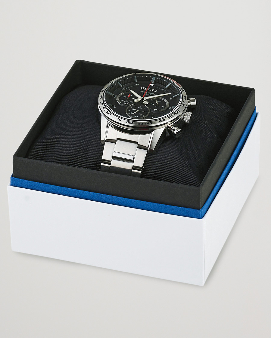 Herre | Seiko Chronograph XL 45mm Steel/Black Dial | Seiko | Chronograph XL 45mm Steel/Black Dial