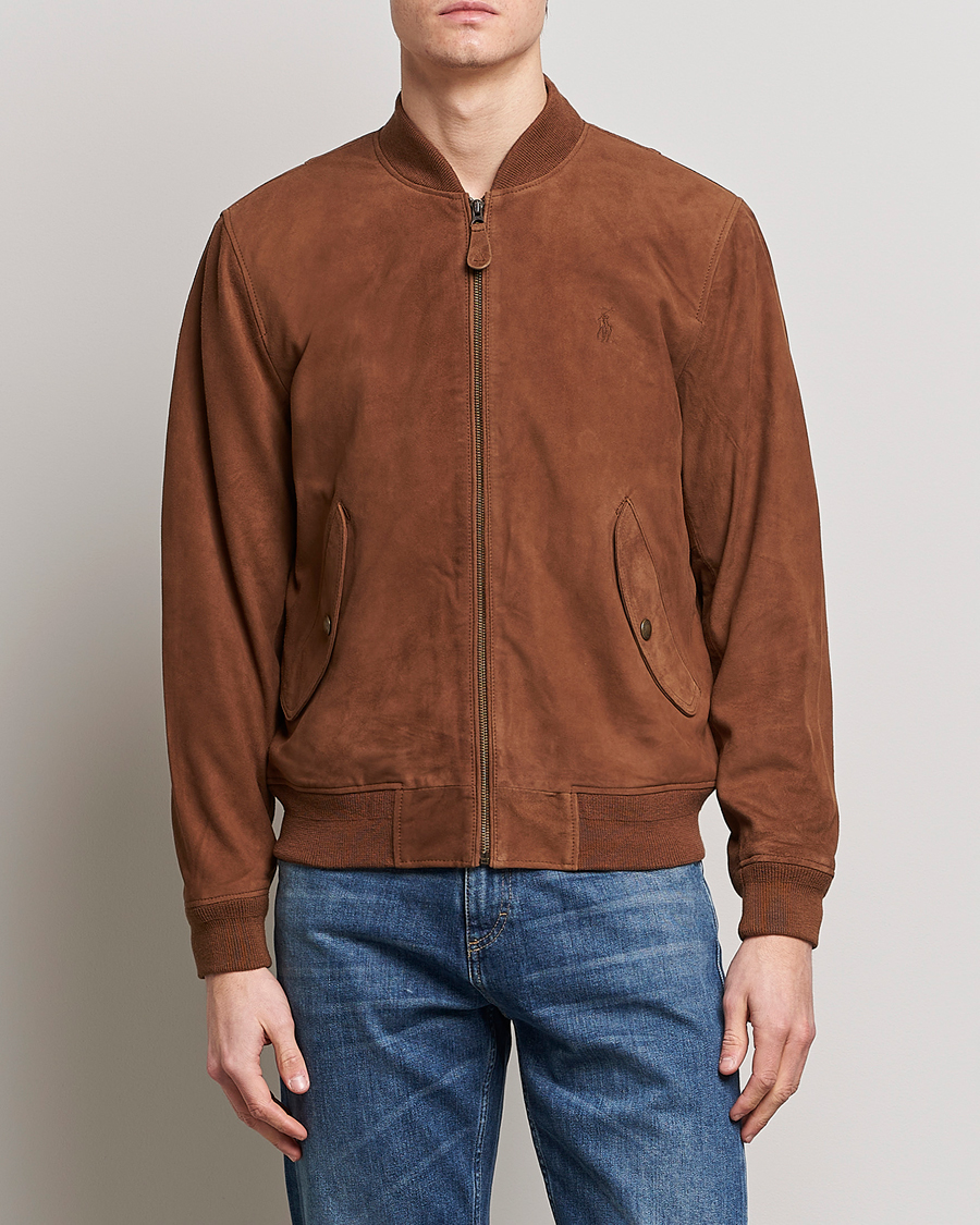 Herre | Forårsjakker | Polo Ralph Lauren | Gunners Lined Suede Bomber Jacket Country Brown