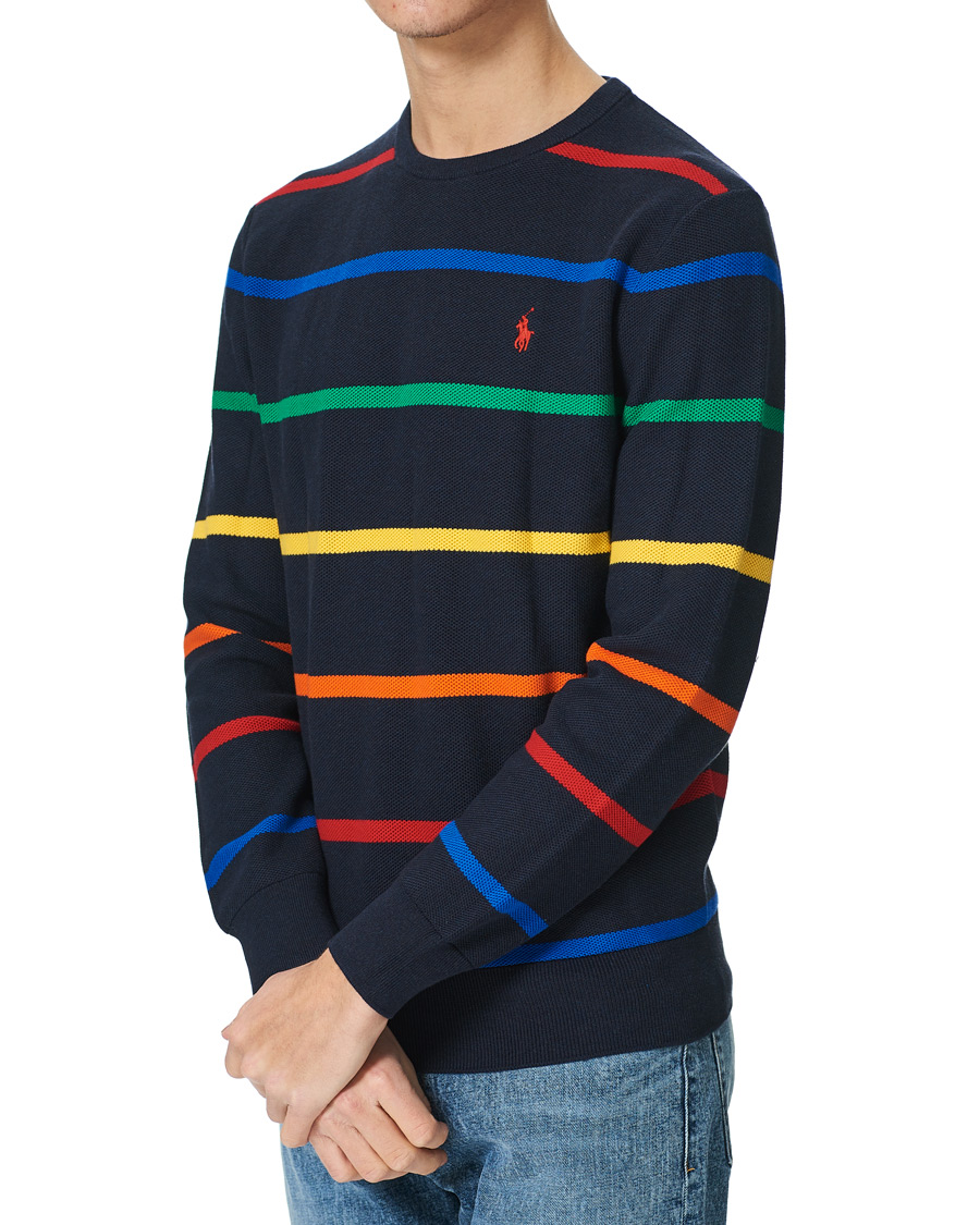 Herre | Trøjer | Polo Ralph Lauren | Pima Cotton Stripe Crew Neck Pullover Navy Multi