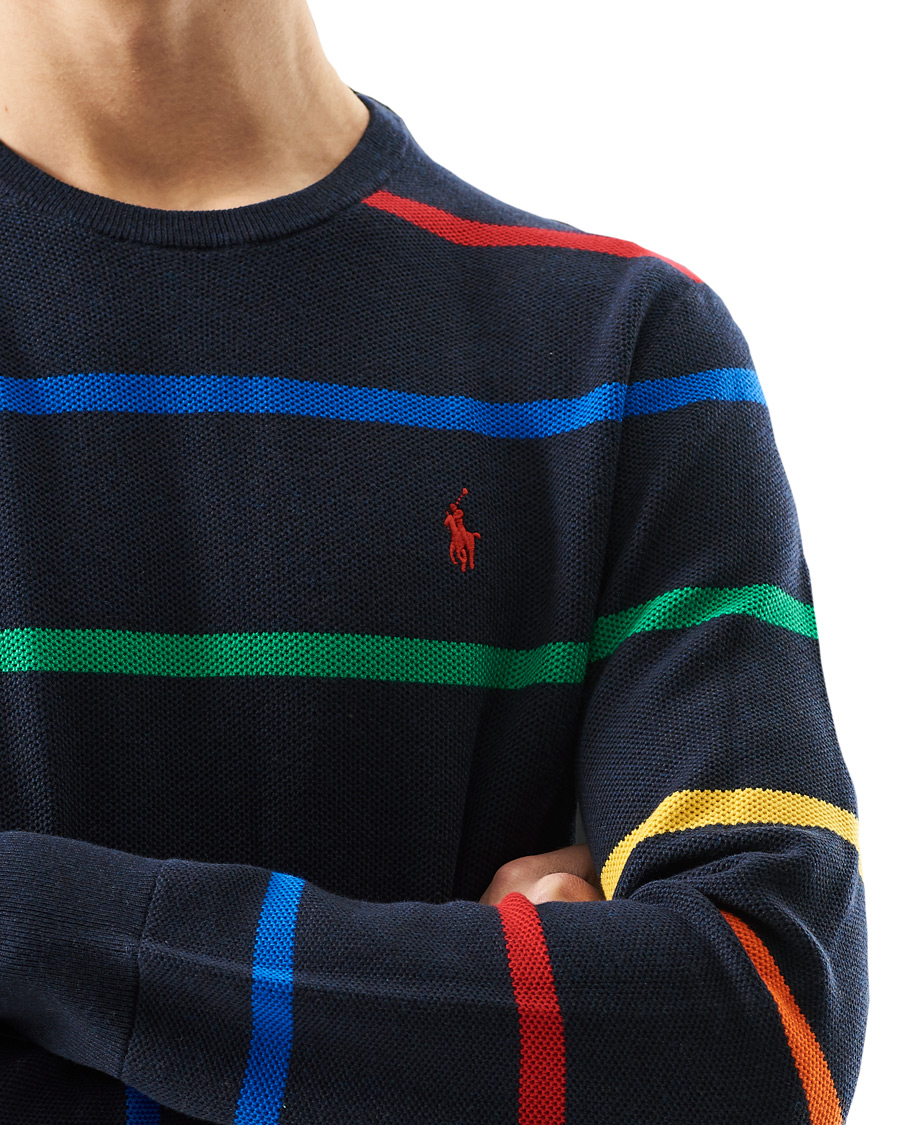 Herre | Trøjer | Polo Ralph Lauren | Pima Cotton Stripe Crew Neck Pullover Navy Multi