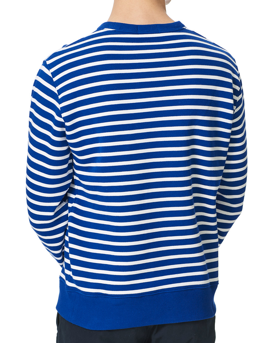Herre | Trøjer | Polo Ralph Lauren | Fleece Heritage Bear Striped Sweatshirt Blue/White