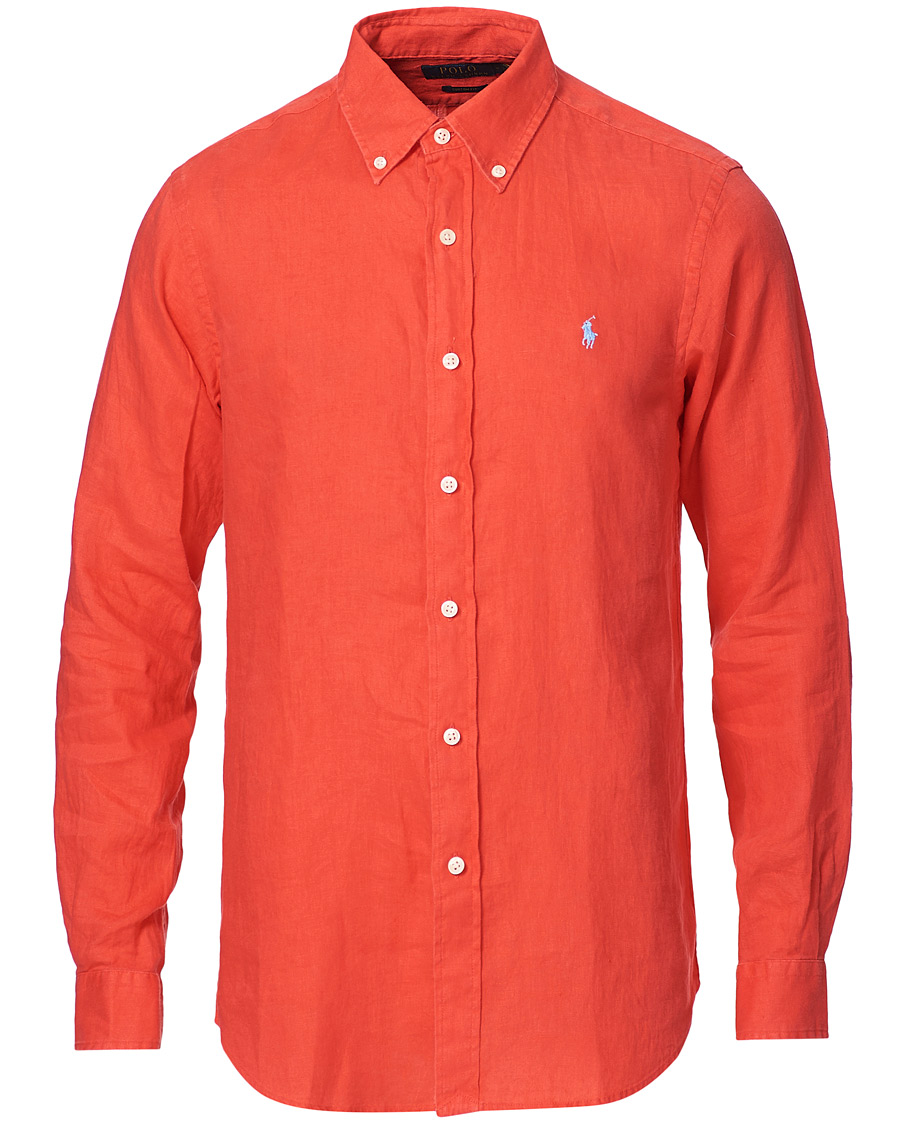 Herre | Skjorter | Polo Ralph Lauren | Custom Fit Linen Button Down Shirt Racing Red