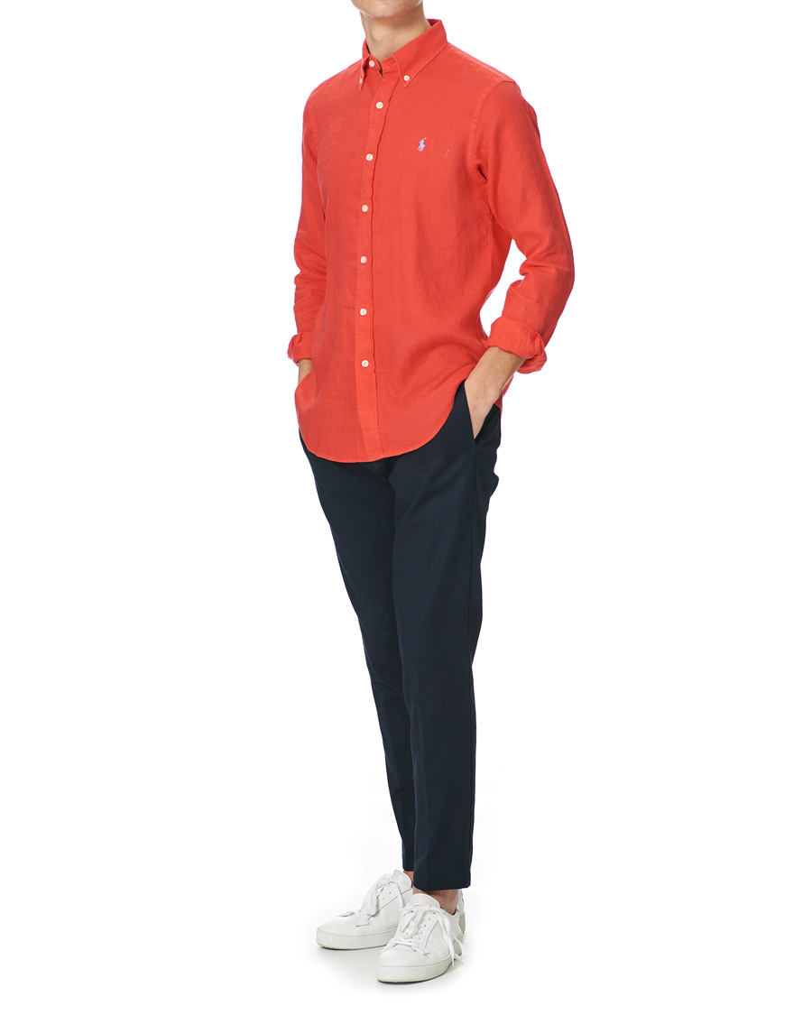 Herre | Skjorter | Polo Ralph Lauren | Custom Fit Linen Button Down Shirt Racing Red