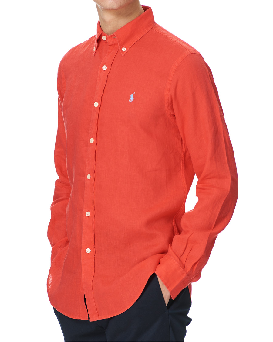 Herre | Skjorter | Polo Ralph Lauren | Custom Fit Linen Button Down Shirt Racing Red