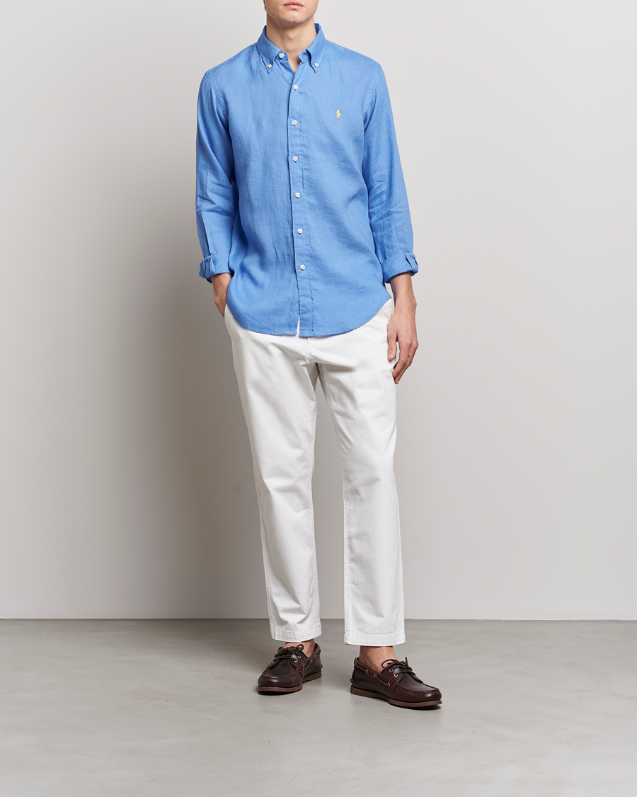 Herre | Skjorter | Polo Ralph Lauren | Custom Fit Linen Button Down Harbor Island Blue