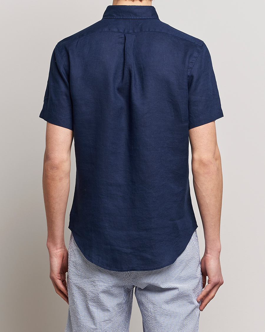 Herre | Skjorter | Polo Ralph Lauren | Slim Fit Linen Short Sleeve Shirt Newport Navy