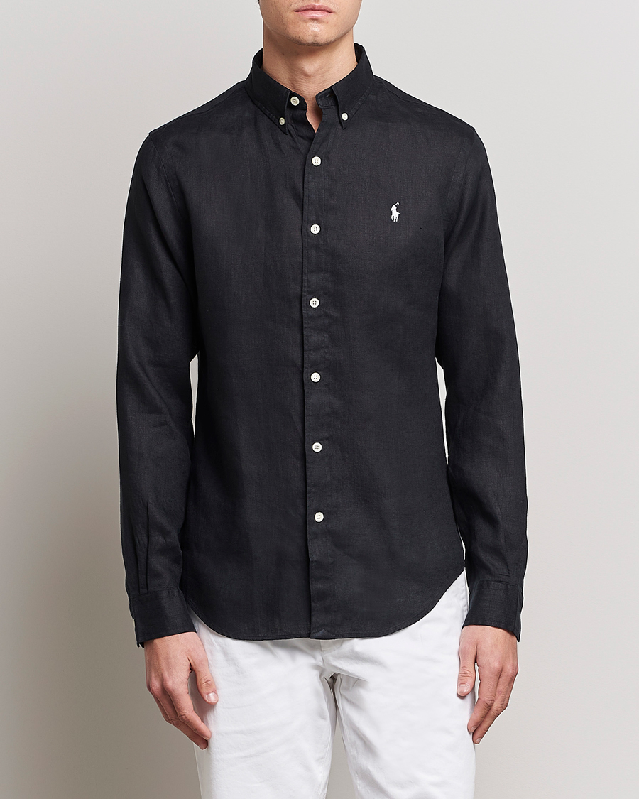 Herre | The linen lifestyle | Polo Ralph Lauren | Slim Fit Linen Button Down Shirt Black