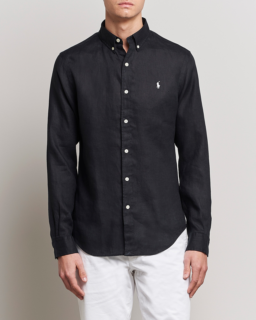 Herre | Hørskjorter | Polo Ralph Lauren | Slim Fit Linen Button Down Shirt Polo Black