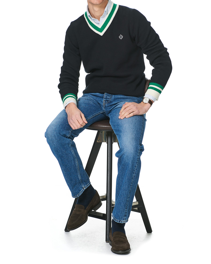 Herre | Trøjer | Morris | Willoughby V-Neck Cricket Sweater Navy