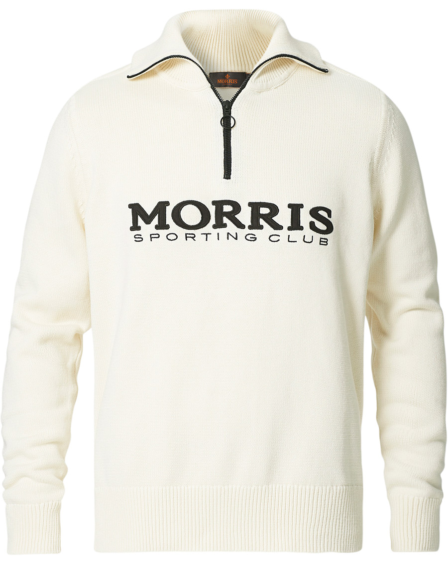 Herre | Trøjer | Morris | Norton Logo Knitted Half-Zip Off White