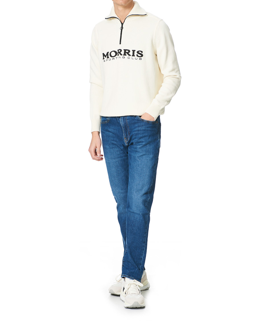 Herre | Trøjer | Morris | Norton Logo Knitted Half-Zip Off White