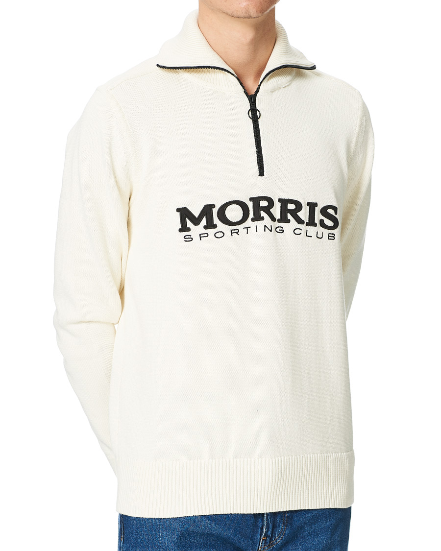 Herre | Trøjer | Morris | Norton Logo Knitted Half-Zip Off White