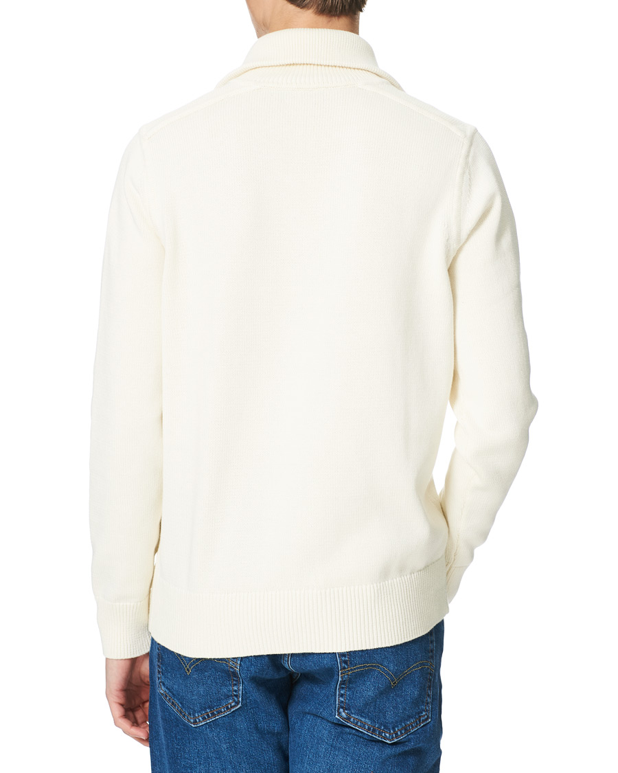 Herre | Trøjer | Morris | Norton Logo Knitted Half-Zip Off White