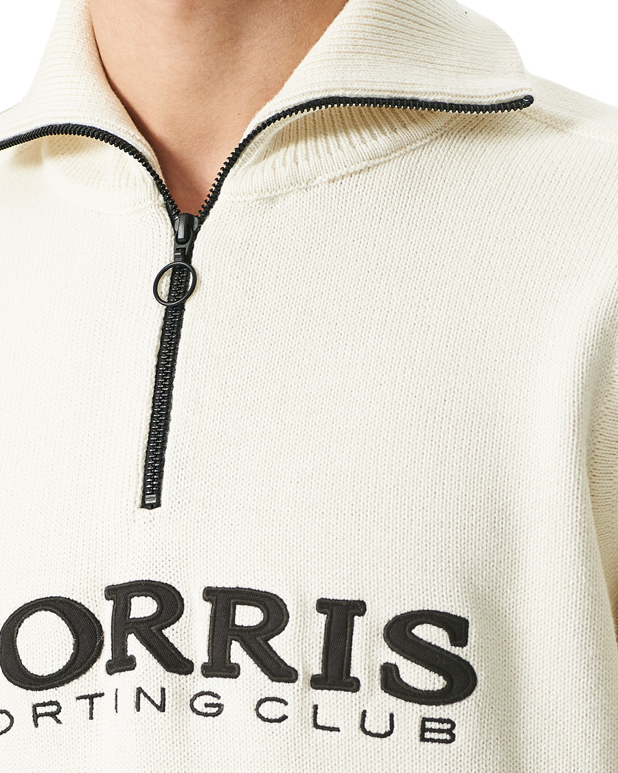 Herre | Trøjer | Morris | Norton Logo Knitted Half-Zip Off White