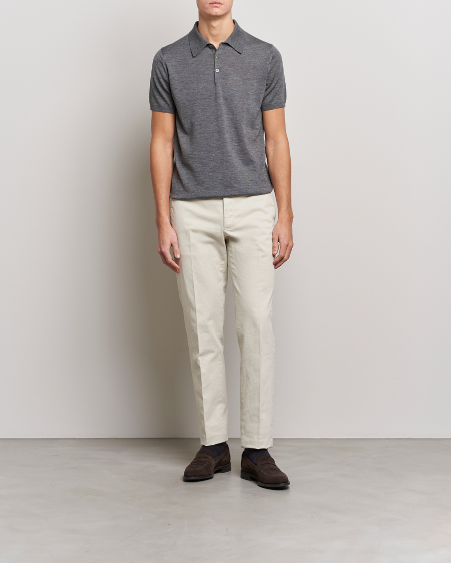 Herre | Trøjer | Morris Heritage | Short Sleeve Knitted Polo Shirt Grey