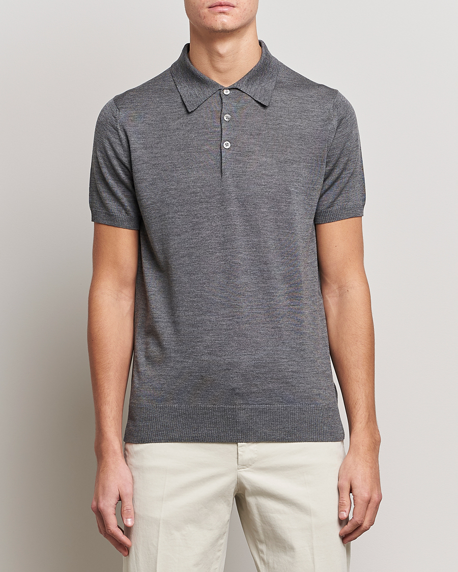Herre | Trøjer | Morris Heritage | Short Sleeve Knitted Polo Shirt Grey