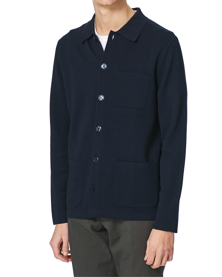 Herre | Trøjer | Morris Heritage | Knitted Shirt Jacket Navy