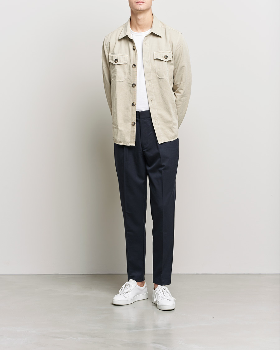 Herre | Skjorter | Morris | Sanford Light Cotton Overshirt Beige