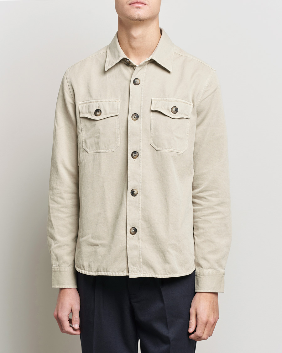 Herre | Skjorter | Morris | Sanford Light Cotton Overshirt Beige