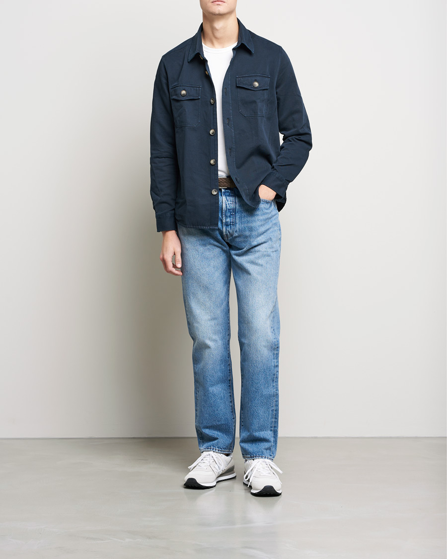 Herre | Skjorter | Morris | Sanford Light Cotton Overshirt Navy