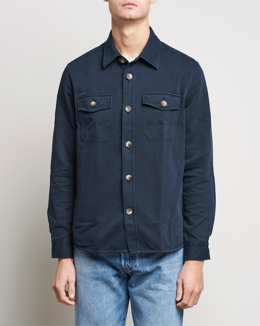 Herre | Skjorter | Morris | Sanford Light Cotton Overshirt Navy