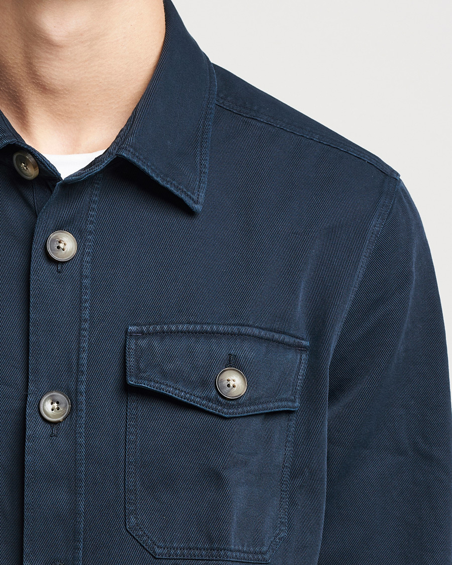 Herre | Skjorter | Morris | Sanford Light Cotton Overshirt Navy