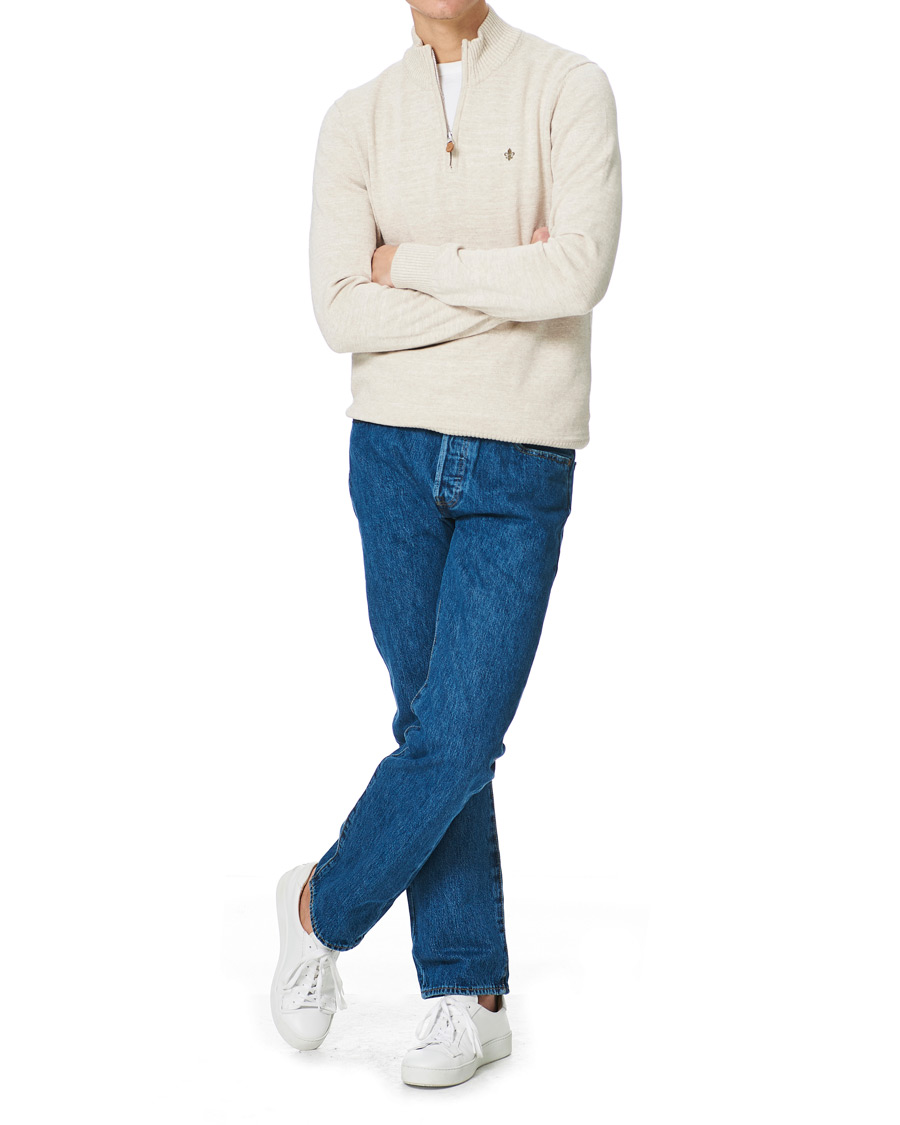 Herre | Trøjer | Morris | Randall Cotton Half Zip Ecru