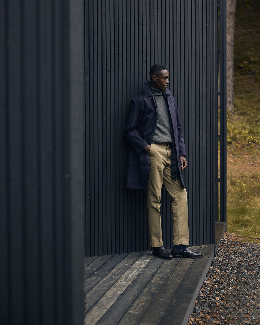 Herre | Bukser | Drake's | Flat Front Cotton Chino Olive