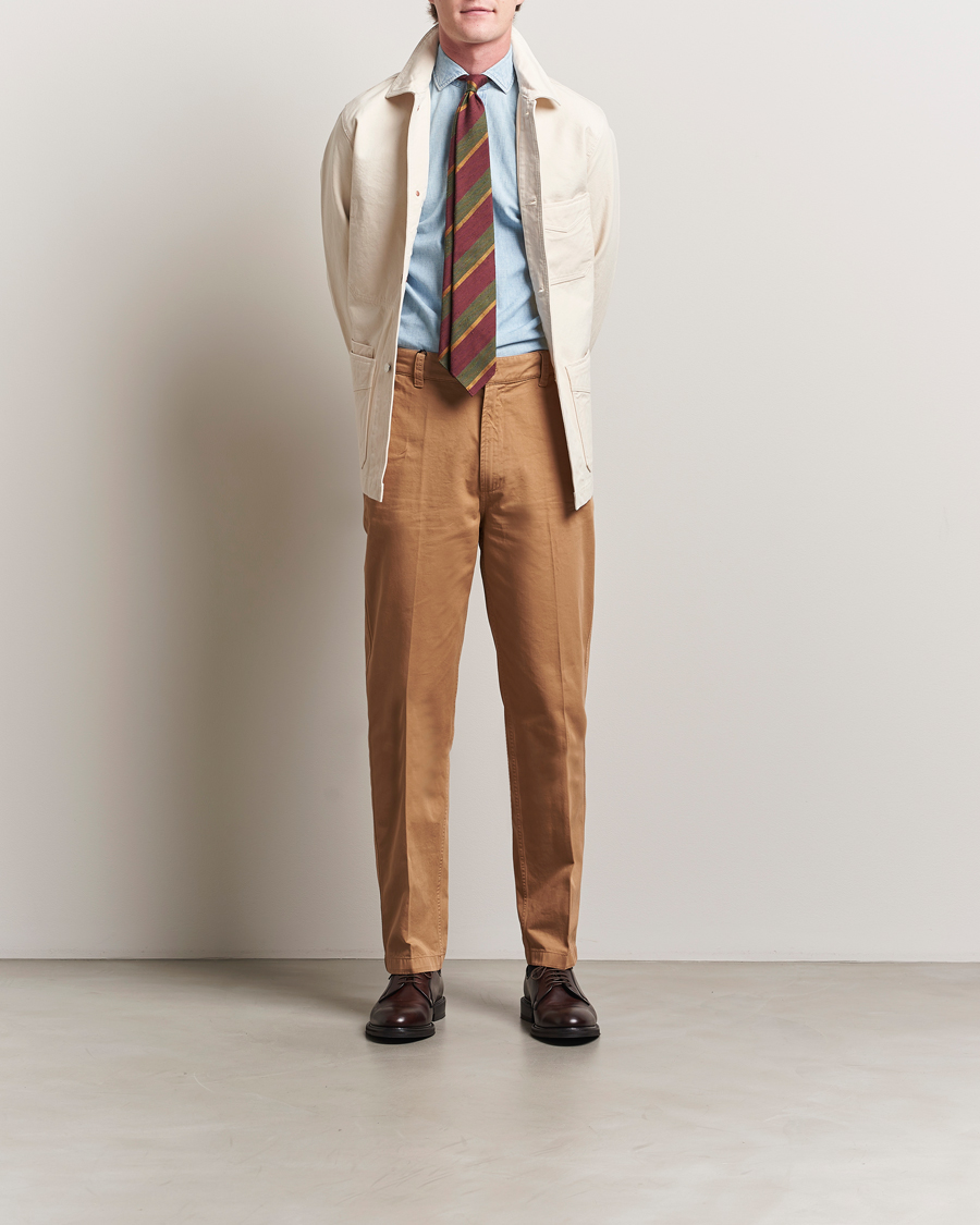Herre | Bukser | Drake's | Flat Front Cotton Chino Brown