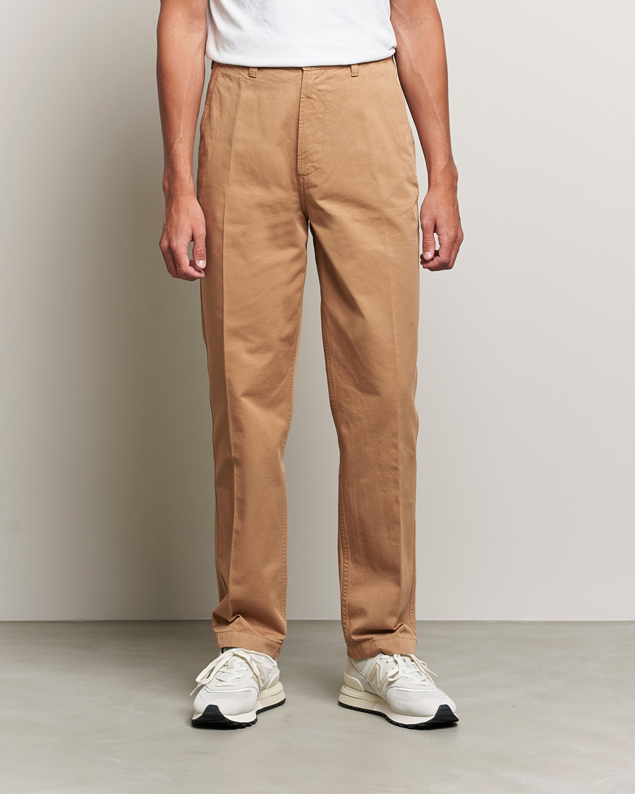 Herre | Bukser | Drake's | Cotton Flat Front Chino Tobacco