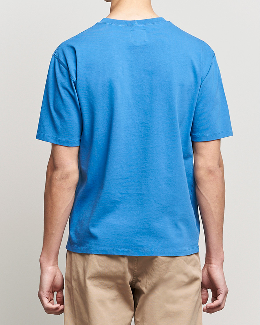 Herre | T-Shirts | Drake's | Cotton Hiking Tee Blue