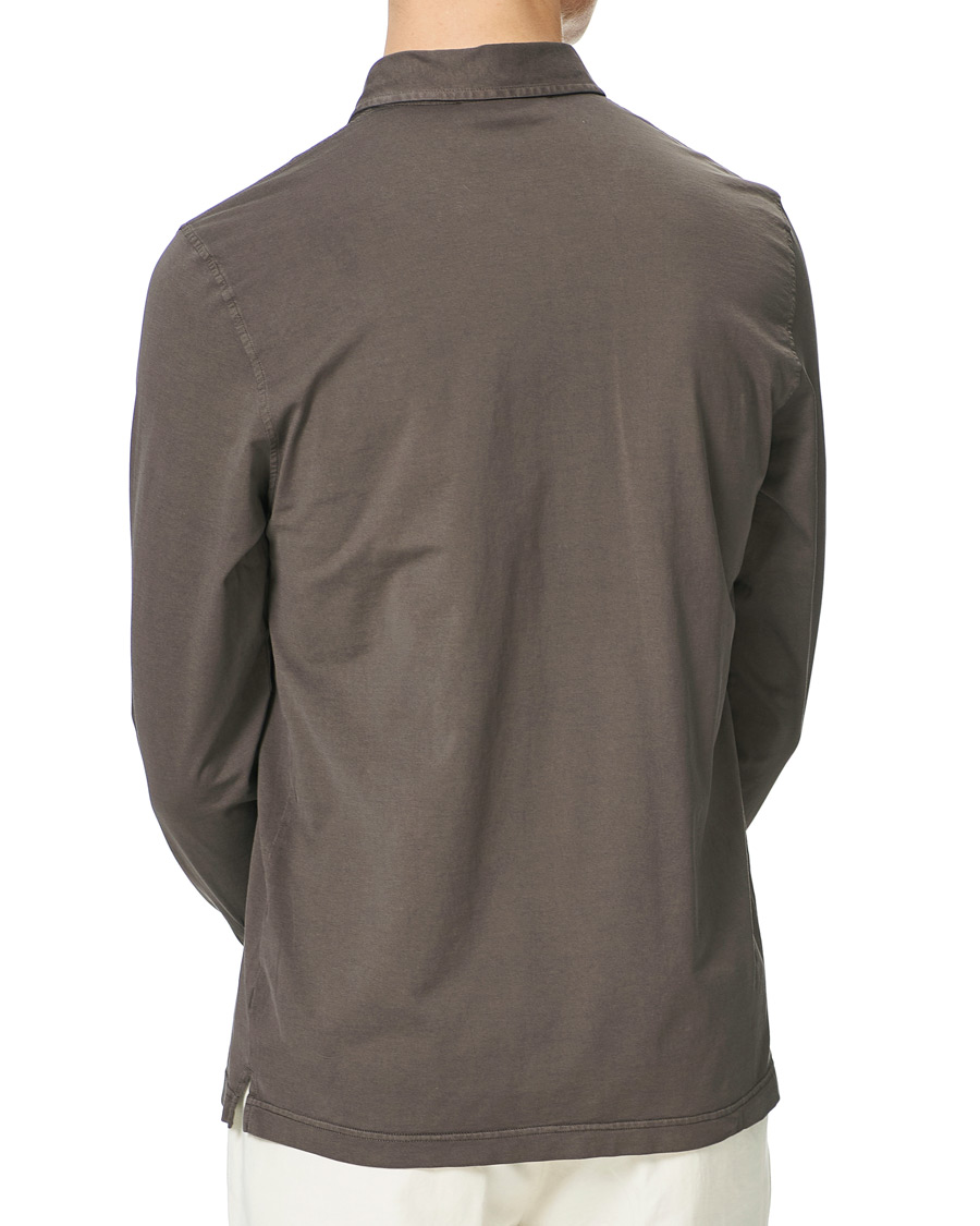 Herre | Skjorter | Gran Sasso | Washed Cotton Jersey Shirt Dark Brown