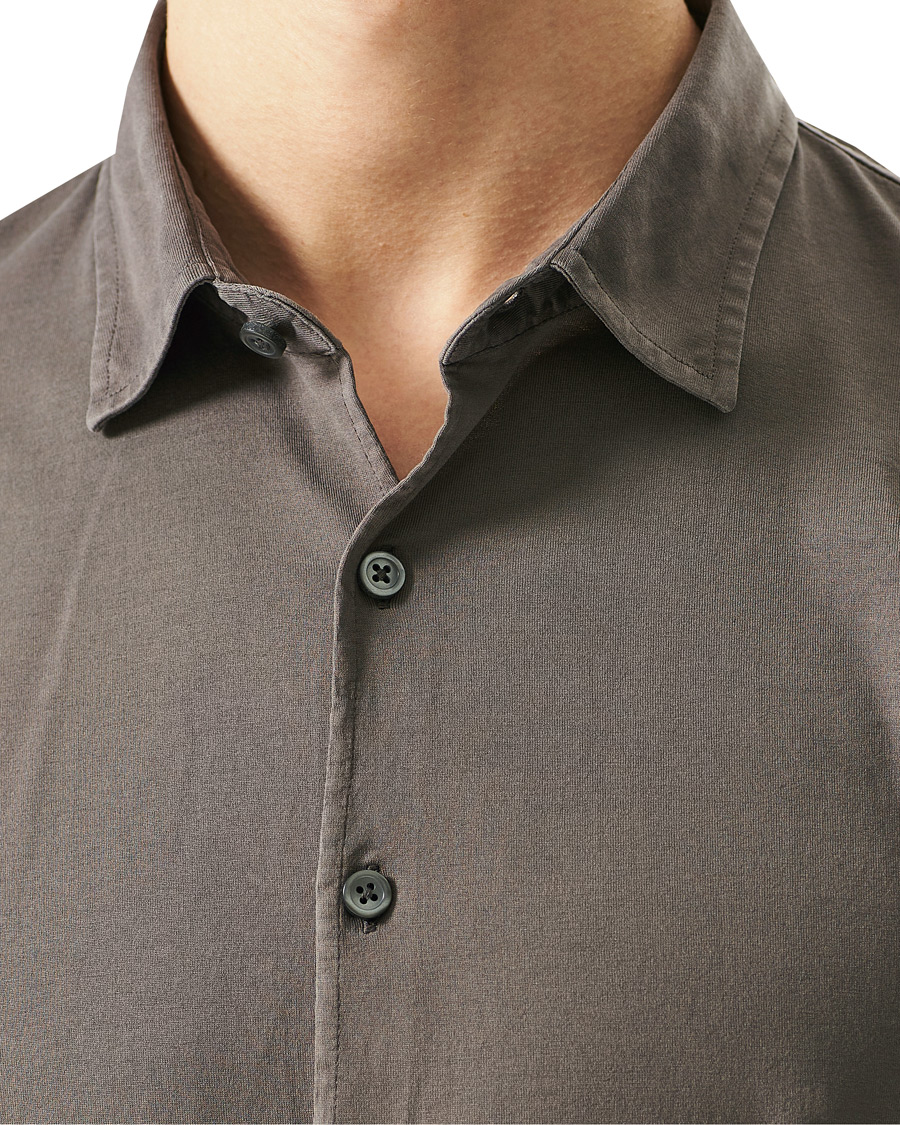Herre | Skjorter | Gran Sasso | Washed Cotton Jersey Shirt Dark Brown